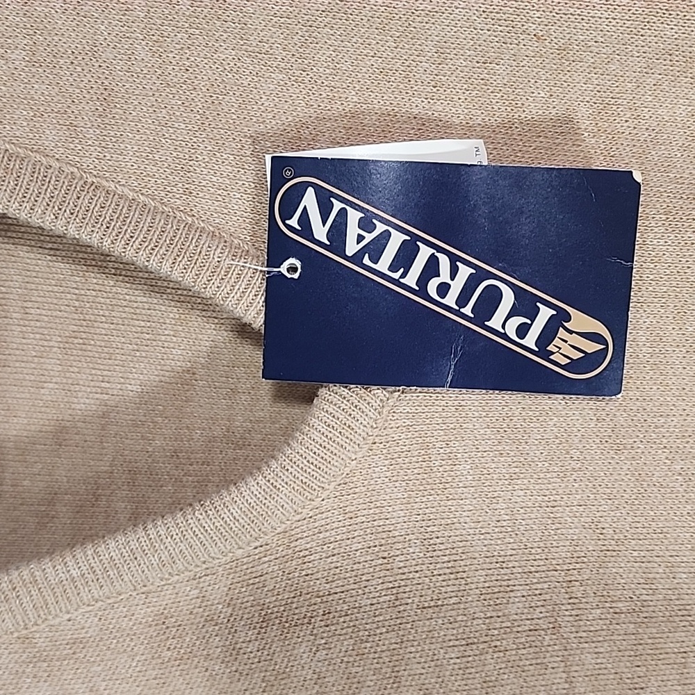 Puritan V neck Men's Knitted Beige Vest. Size XL. NWT - Picture 4 of 8